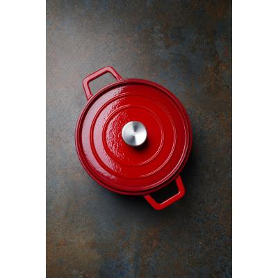 Litinový kastrol smaltovaný, HENDI, 3,7L, Červená, 317x240x(H)105mm | 626832
